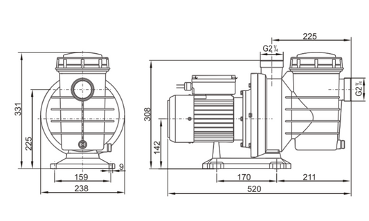PYD POOL-25 Electrobomba recirculadora para piscina 0,25CV / 180W – View 2