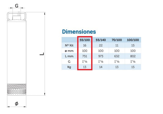 PYD ACUASUB 55/100 Bomba sumergible para pozo – imagen de producto