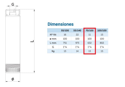 PYD ACUASUB 70/100 Bomba sumergible para pozo – imagen de producto